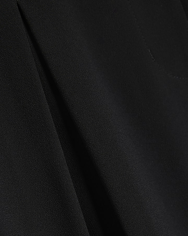 Petite Black Crepe Wide Leg Trousers