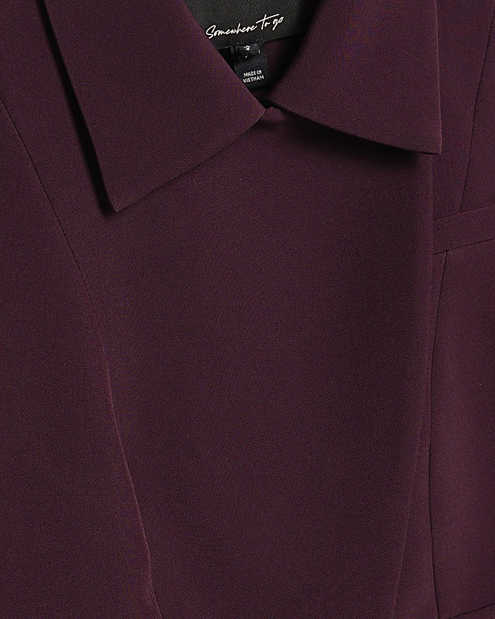 Petite Red Asymmetric Placket Jacket