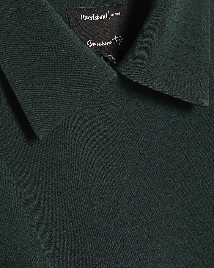 Petite Green Asymmetric Placket Jacket