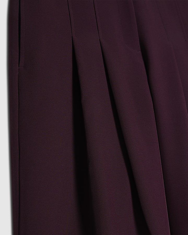 Petite Purple High Waisted Wide Leg Trousers
