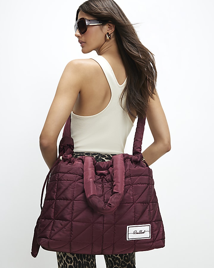 Red Drawstring Travel Tote Bag