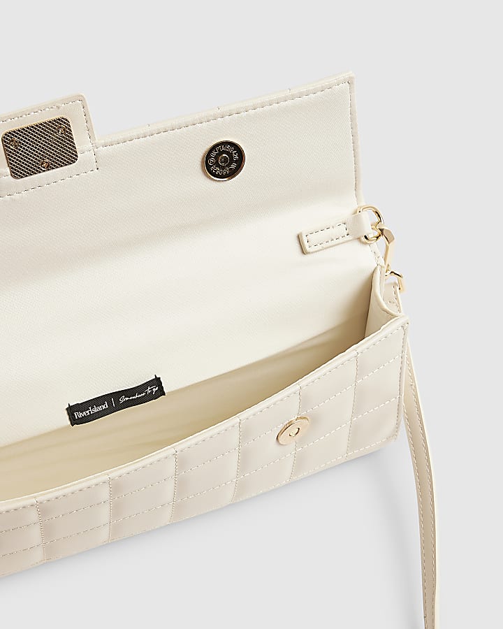 Cream Quilted Clutch Bag