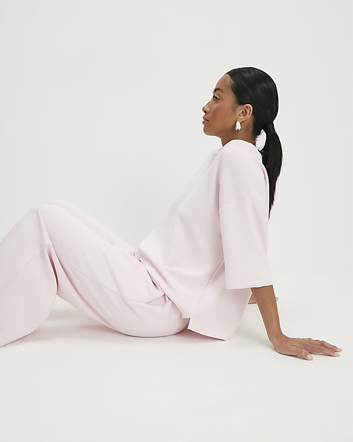 Petite Pink Premium Wide Leg Joggers