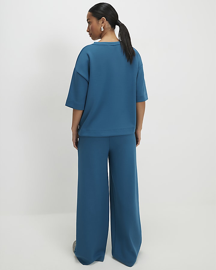 Petite Blue Premium Wide Leg Joggers
