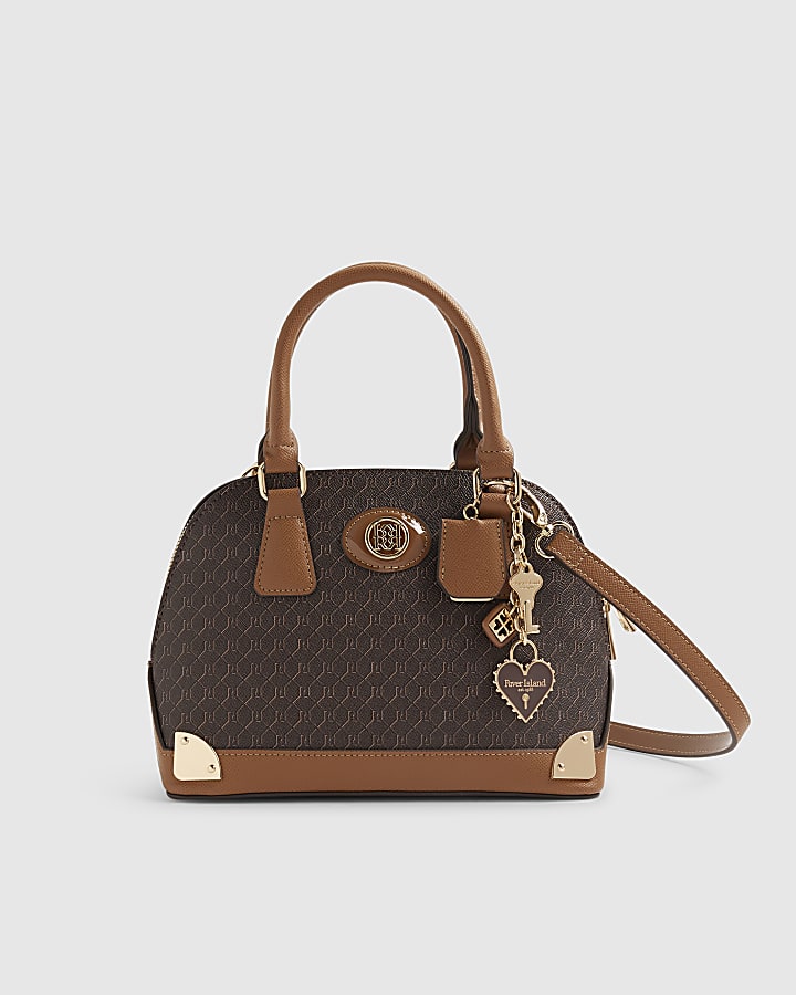 Brown Monogram Metal Corner Crossbody Bag