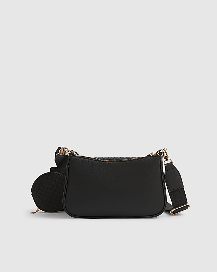 Black Multi Pouch Monogram Crossbody Bag