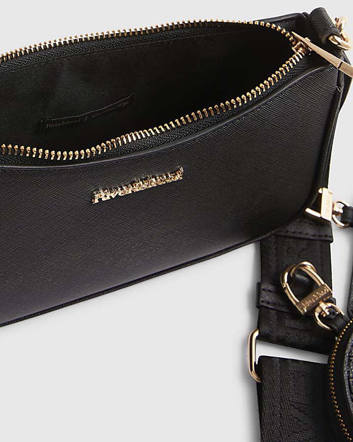 Black Multi Pouch Monogram Crossbody Bag