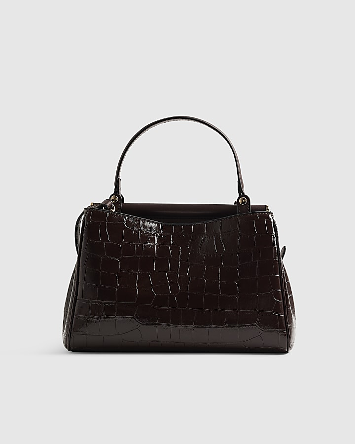Red Croc Print Bar Front Tote Bag