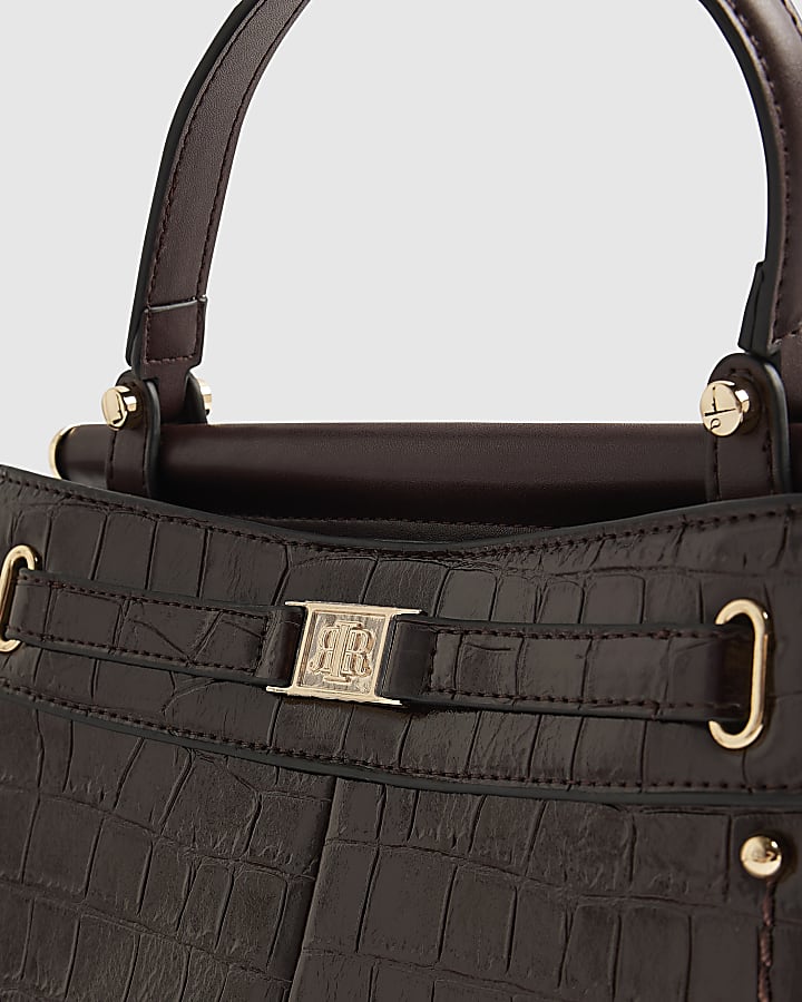 Red Croc Print Bar Front Tote Bag