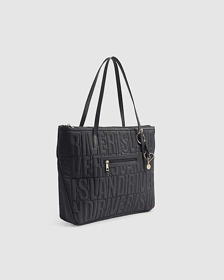 Black RI Quilted Shopper Bag