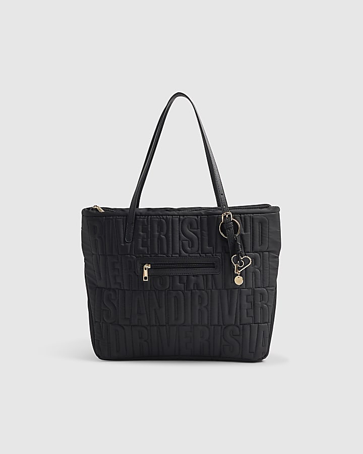 Black RI Quilted Shopper Bag