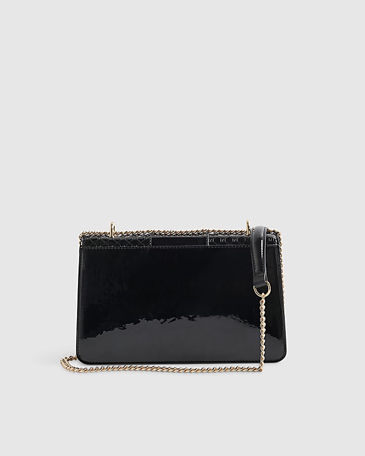Black Monogram Bar Front Shoulder Bag