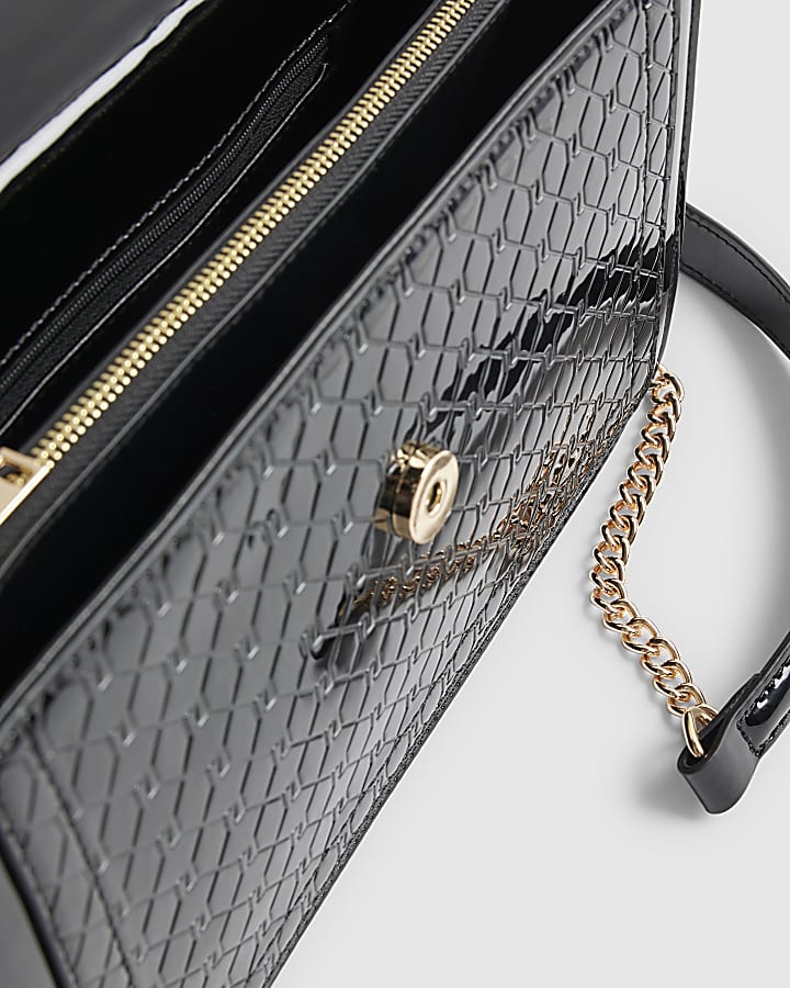 Black Monogram Bar Front Shoulder Bag