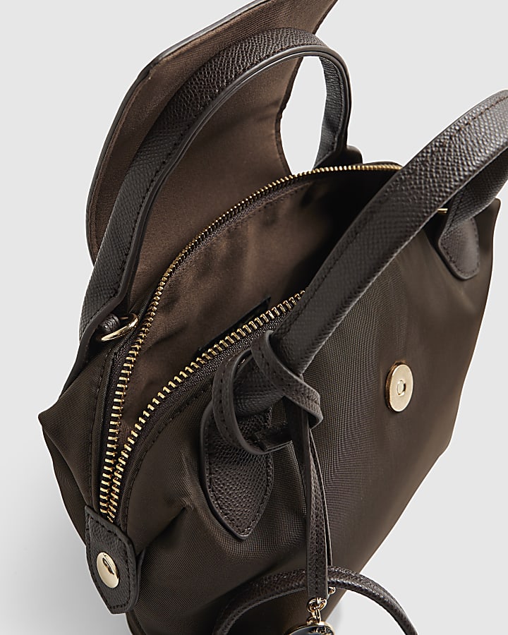 Brown Mini Front Flap Cross Body Bag