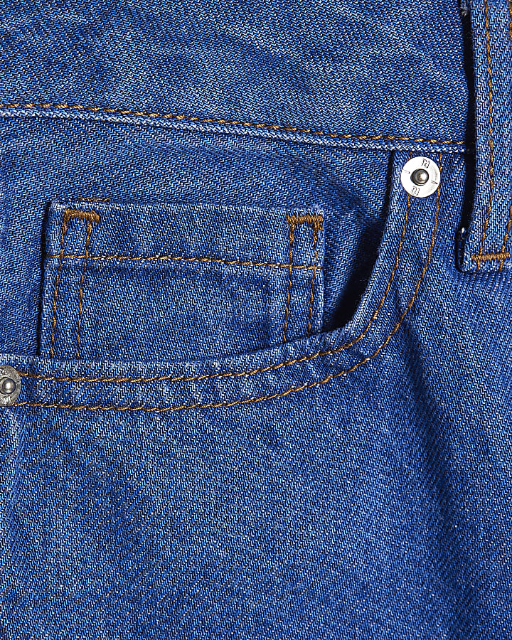 Blue High Waisted Relaxed Straight Leg Jeans