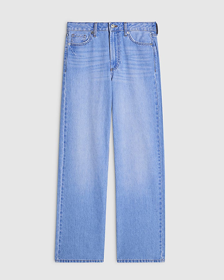 Blue Relaxed Straight Leg Jeans