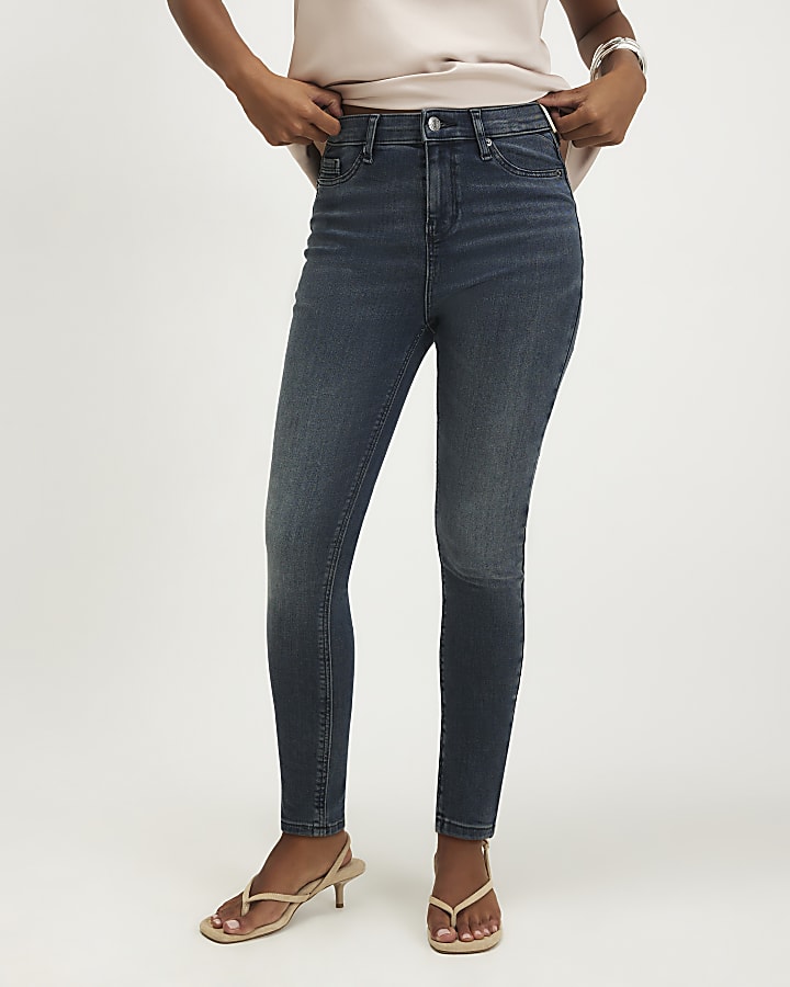 Petite Blue Mid Rise Sculpt Skinny Jeans