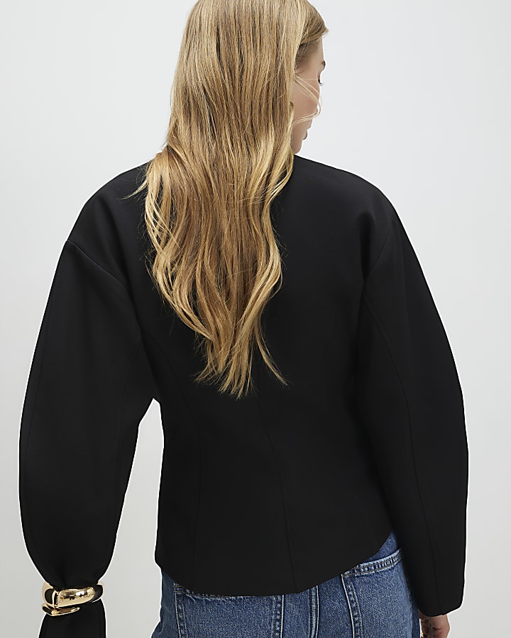 Black Long Sleeve Button Up Jacket