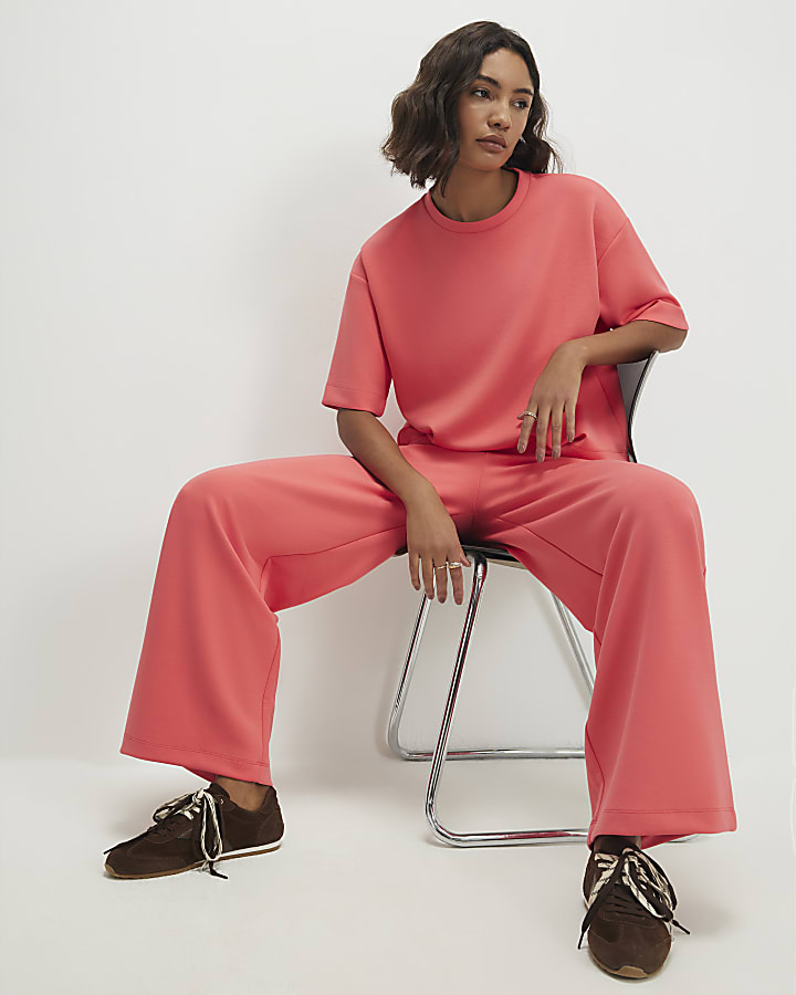 Orange Premium Drawstring Wide Leg Joggers