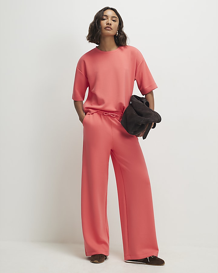 Orange Premium Drawstring Wide Leg Joggers