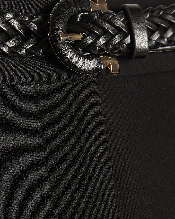 Black Tailored Belted Shorts