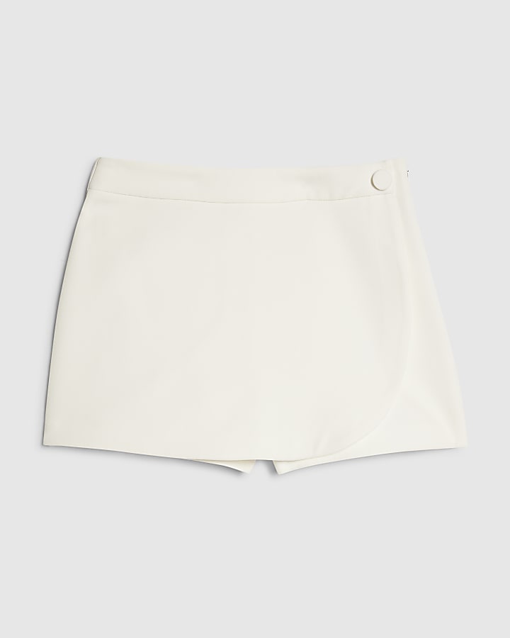 White Wrap Front Skort