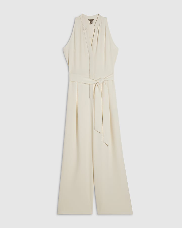 Cream 80s Wide Leg Jumpsuit