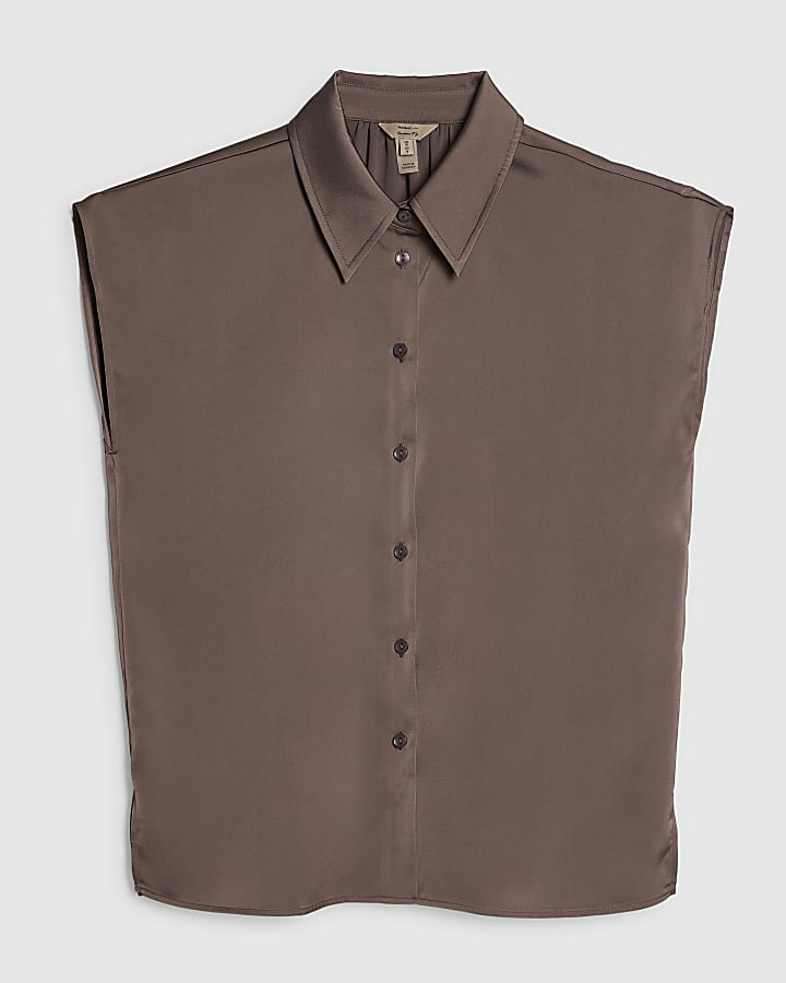 Purple Satin Short Sleeve Shirt