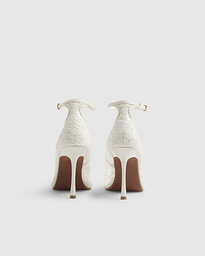 Cream Lace Mesh Court Heels