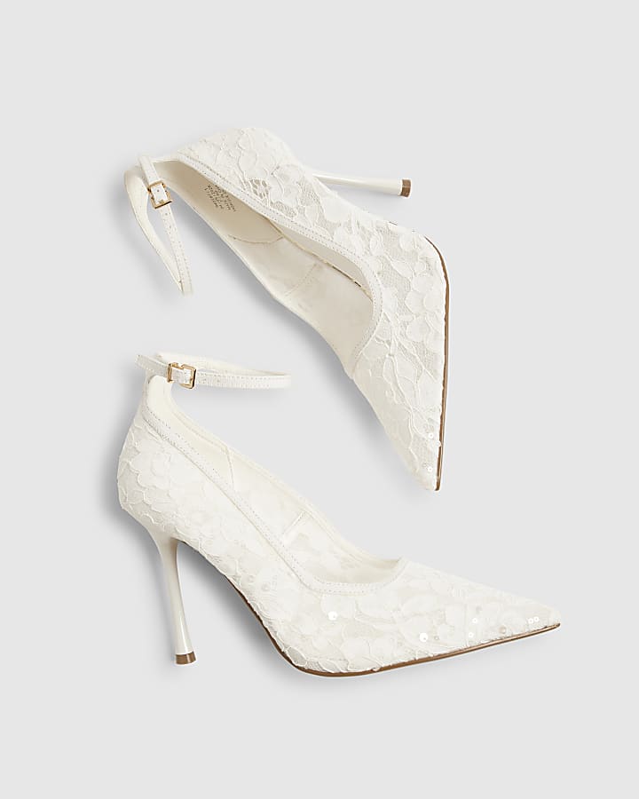 Cream Lace Mesh Court Heels