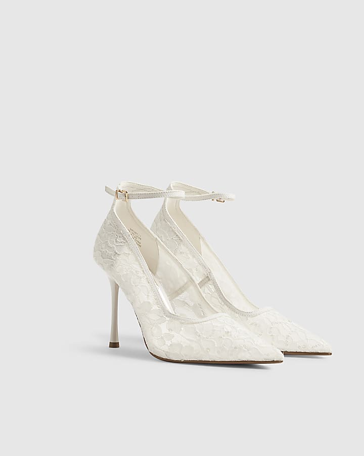 Cream Lace Mesh Court Heels