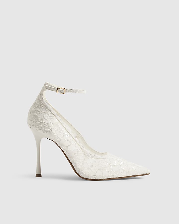 Cream Lace Mesh Court Heels