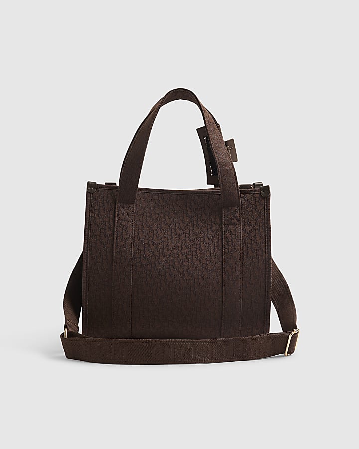 Brown Monogram Jacquard Embroidered Tote Bag