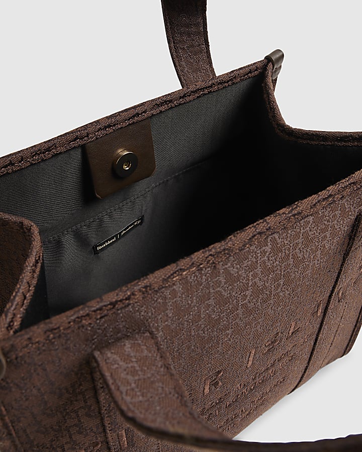 Brown Monogram Jacquard Embroidered Tote Bag