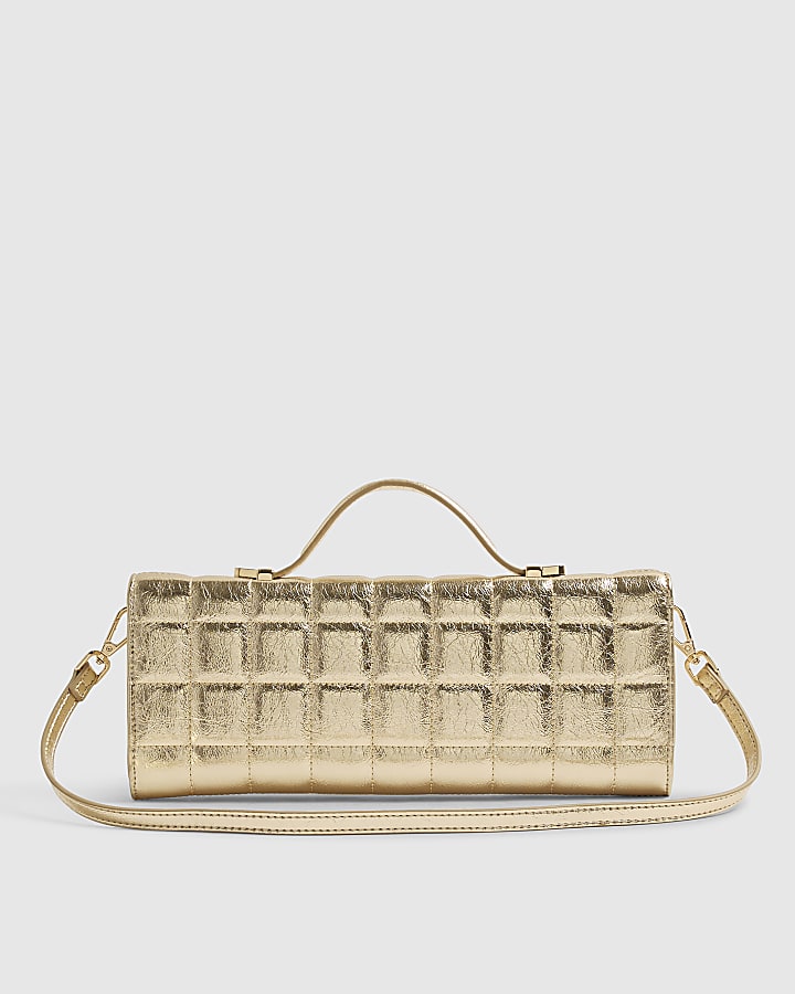 Gold Quilted Clutch Bag