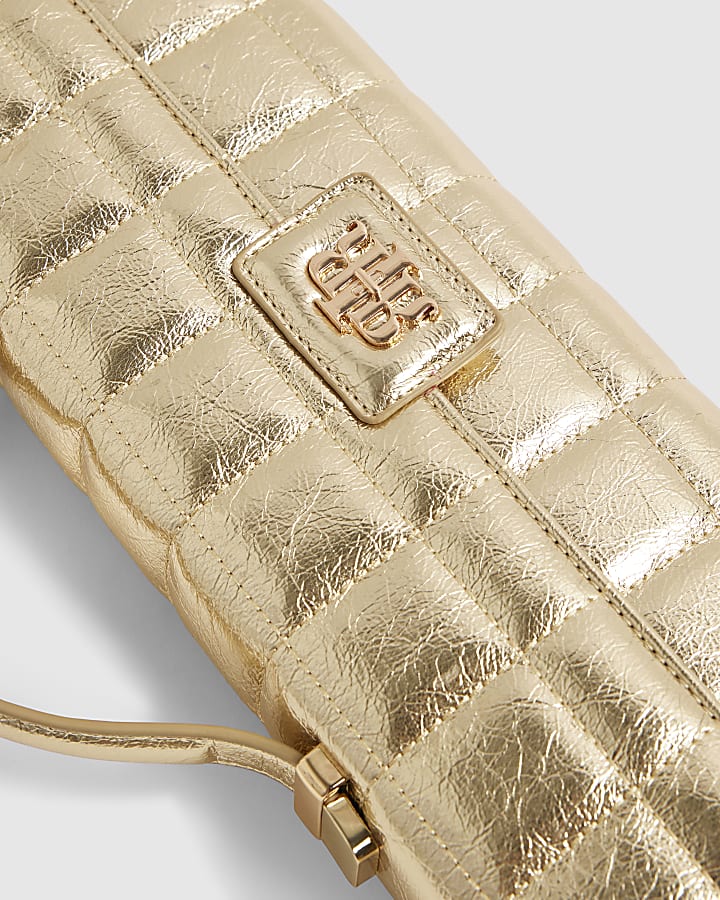 Gold Quilted Clutch Bag
