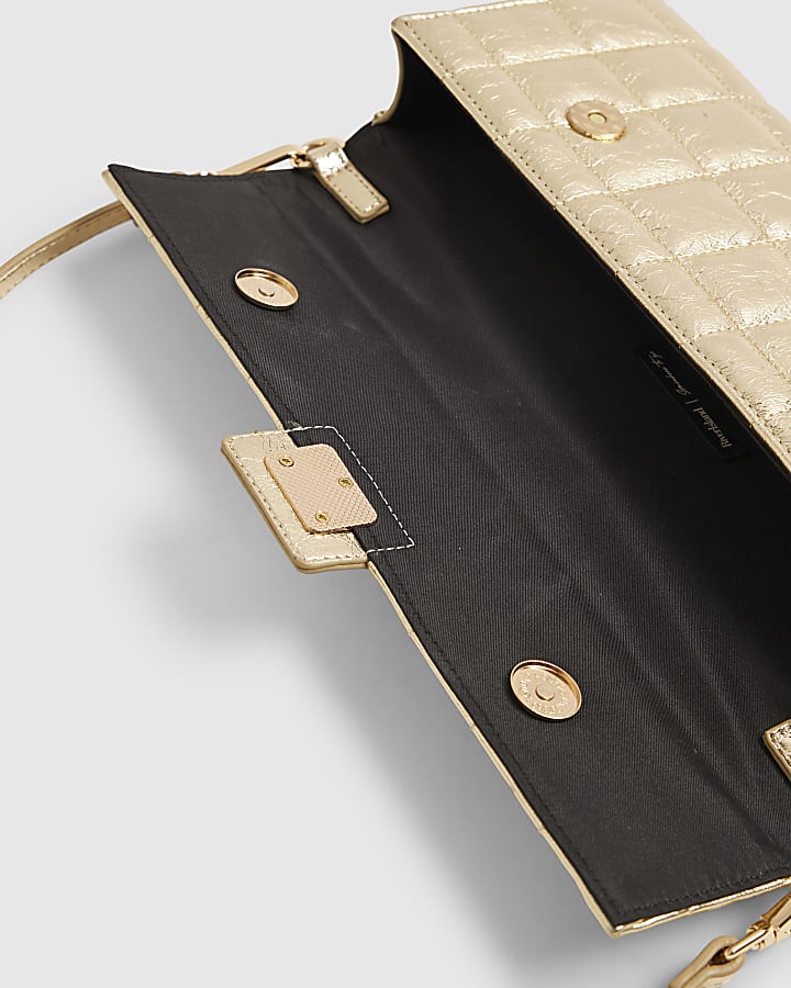 Gold Quilted Clutch Bag