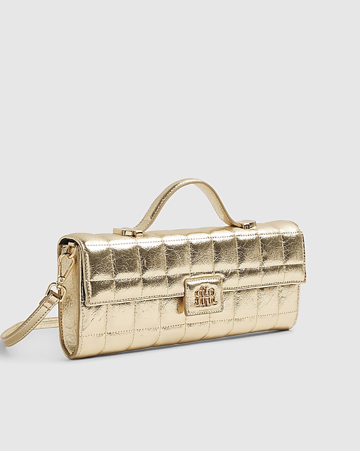 Gold Quilted Clutch Bag