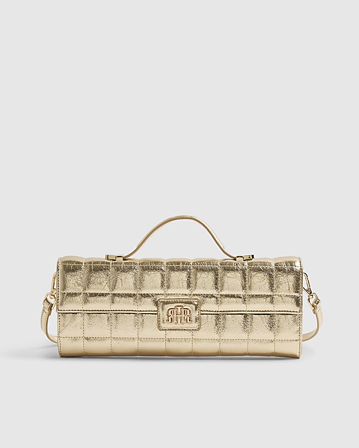 Gold Quilted Clutch Bag