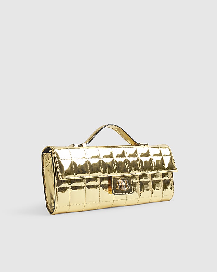 Gold Quilted Clutch Bag