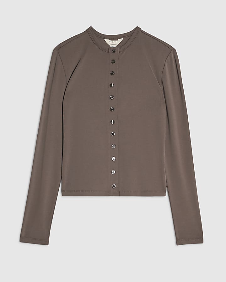 Petite Brown Soft Touch Long Sleeve Top