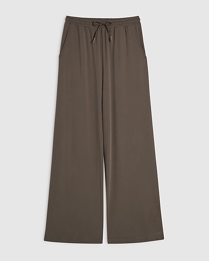 Brown Soft Touch Wide Leg Trousers