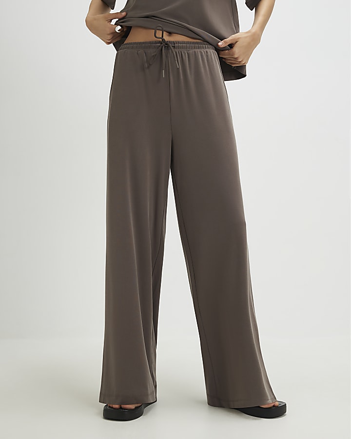 Brown Soft Touch Wide Leg Trousers