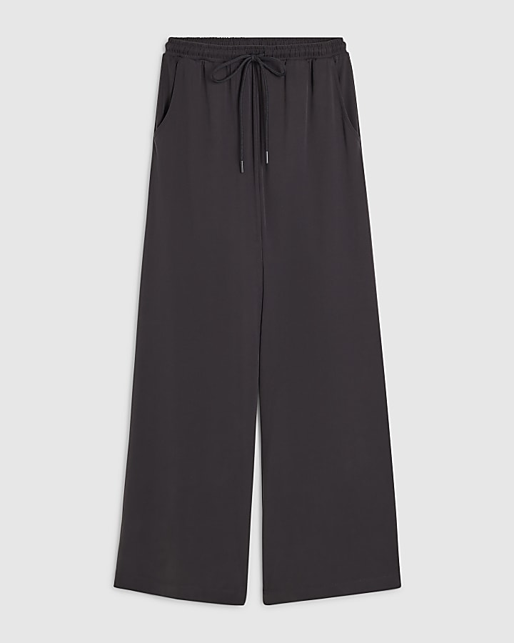 Grey Soft Touch Wide Leg Trousers