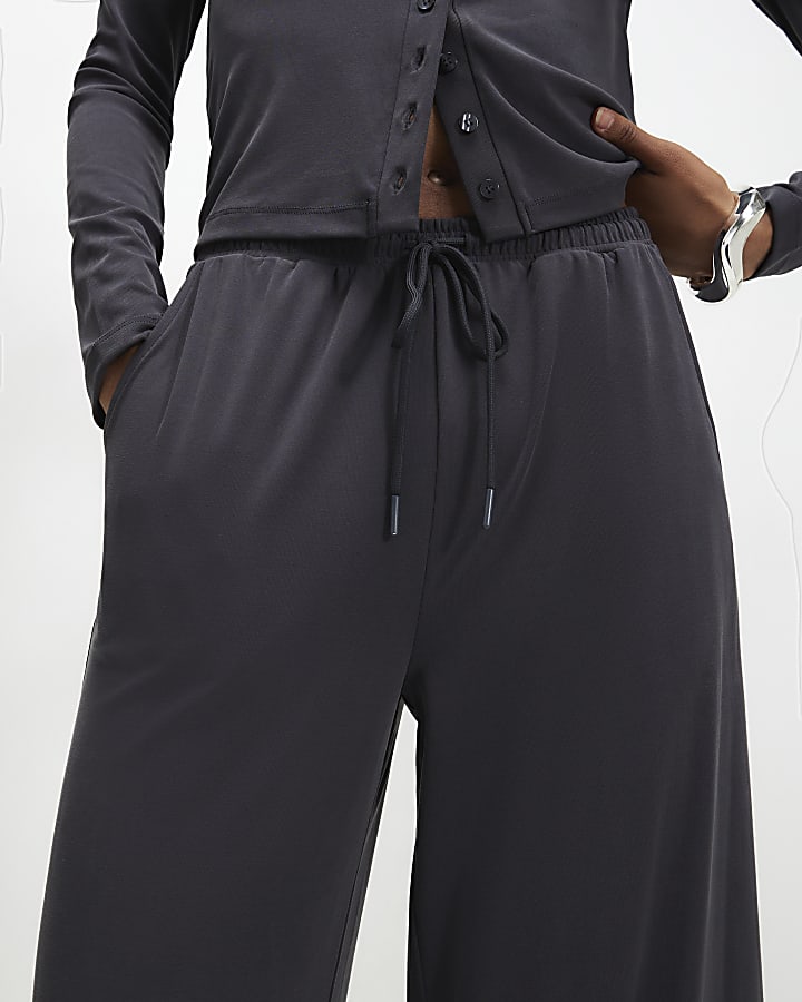Grey Soft Touch Wide Leg Trousers