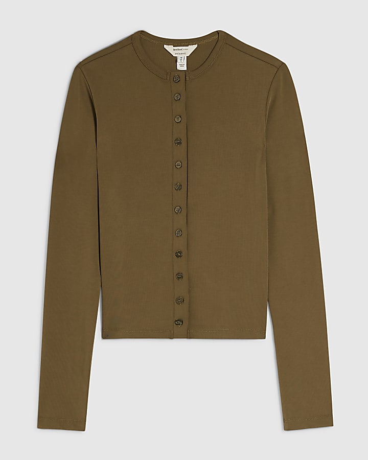 Khaki Long Sleeve Soft Touch Top