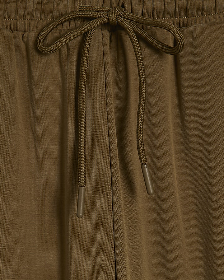Petite Khaki Soft Touch Wide Leg Trousers
