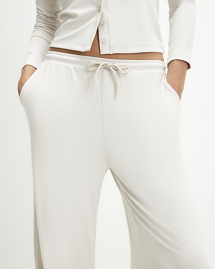 Cream Soft Touch Wide Leg Trousers