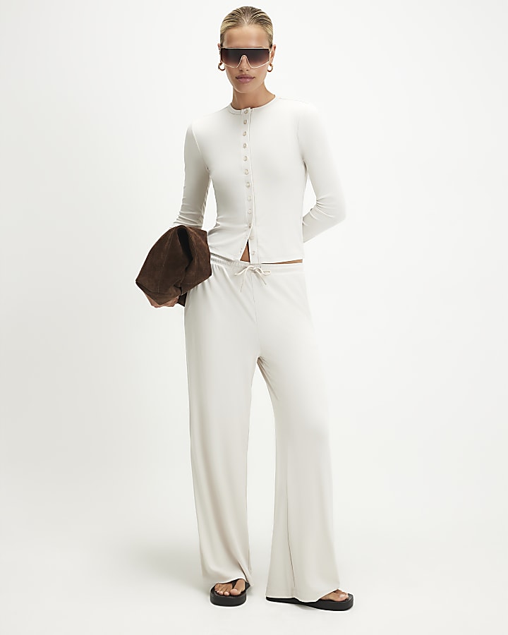 Cream Long Sleeve Soft Touch Top