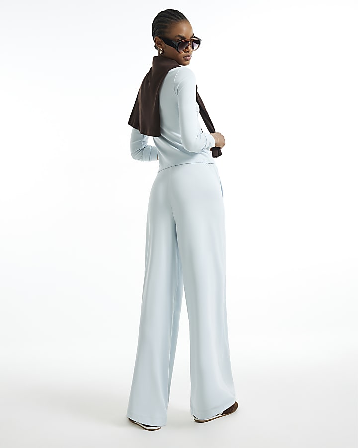 Blue Soft Touch Wide Leg Trousers